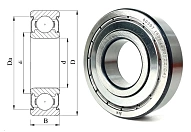 Подшипник шариковый 80307 (6307-2Z/C4) 35×80×21 мм ZLK