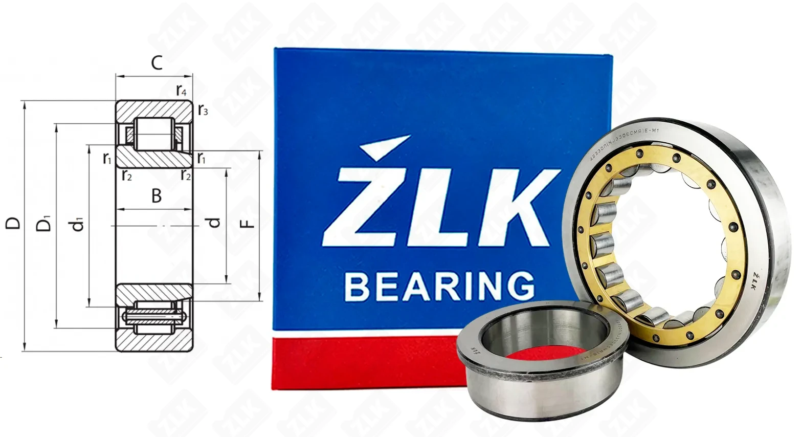Подшипник роликовый 42330 Л ((NJ330NJ330ECMA) E-M1) 150×320×65 мм ZLK