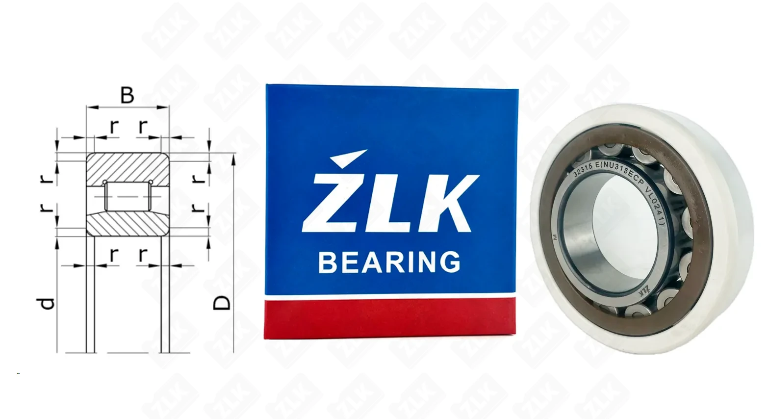 Подшипник роликовый 32315 Е (NU315ECPVL0241) 75×160×37 мм ZLK