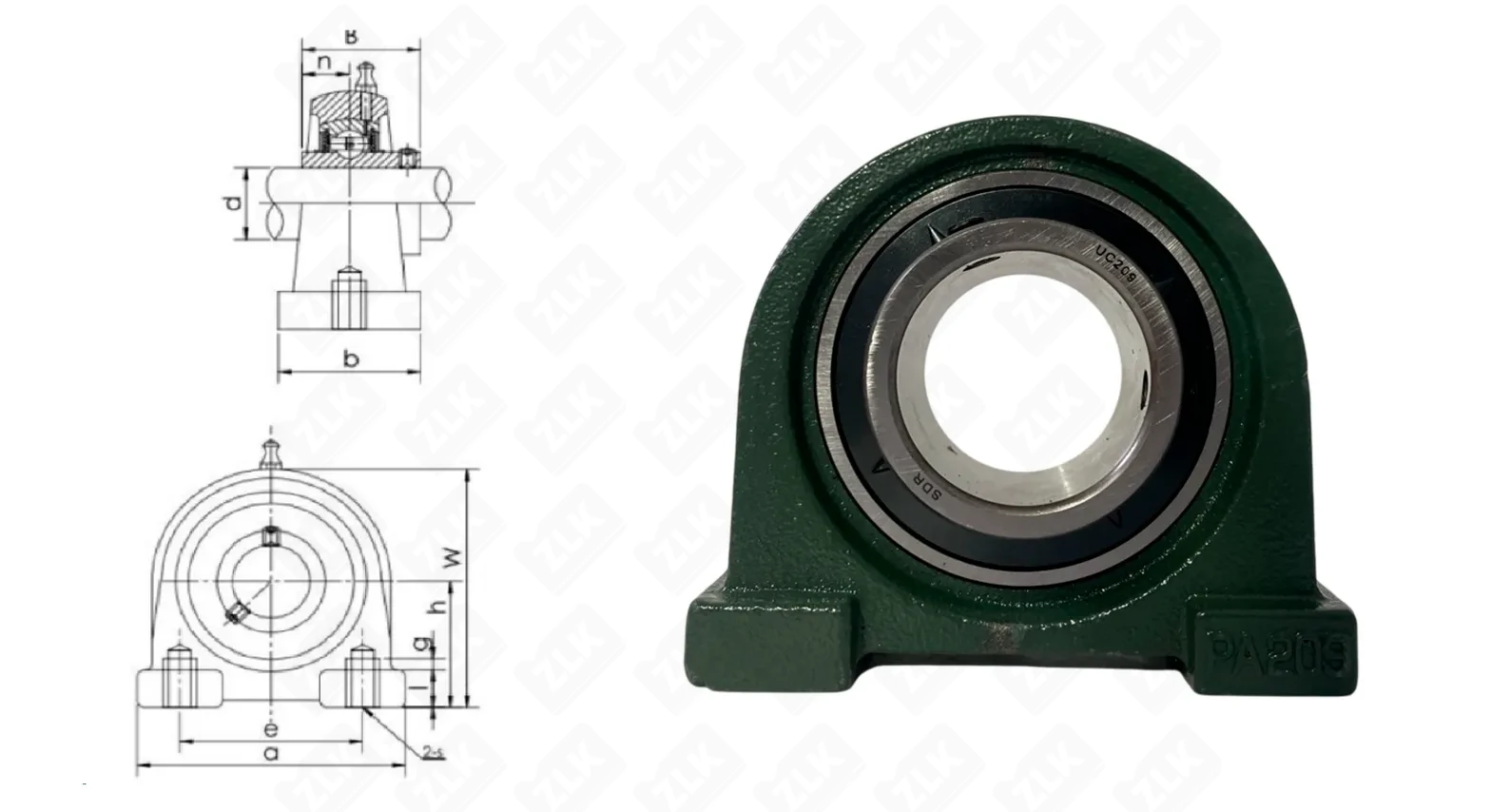Подшипник корпусный 480209UCPA (UCF209) 45××120 мм SDR