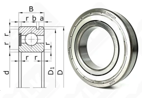 Подшипник 150212 (6212ZN) радиальный шариковый 60-110-22 мм