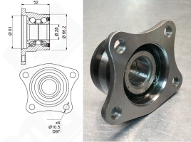 Подшипник ступичный узел 28BWK12Y2CP4 радиально-упорный шариковый 28-65-51,5 мм