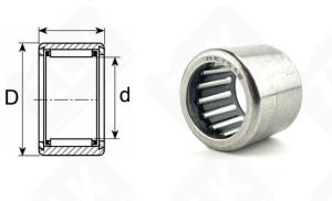 Подшипник HK1518 радиальный игольчатый 15-21-18 мм