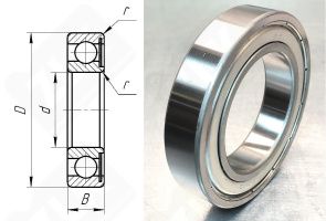 Подшипник 60110 (6010Z) радиальный шариковый 50-80-16 мм