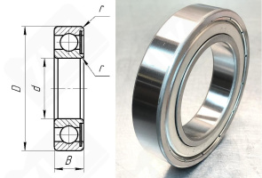 Подшипник 60107 (6007Z) радиальный шариковый 35-62-14 мм