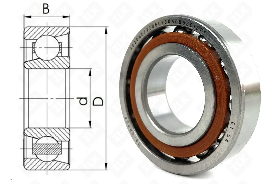 Подшипник шариковый 36206 E (7206C/P) 30×62×16 мм Россия