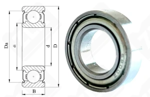 Подшипник 1000800 ZZ (61800ZZ,6800ZZ) радиальный шариковый 10-19-5 мм