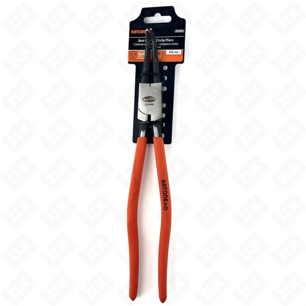 Съемник стопорных колец 325мм сжим загнутый АвтоDело