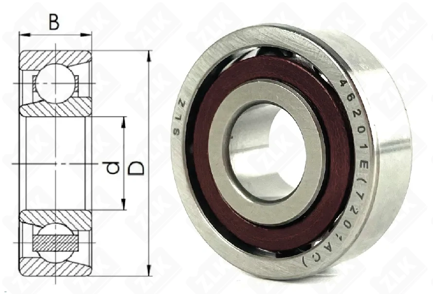 Подшипник шариковый 46201Е (7201A5TRSULP3) 12×32×10 мм SLZ