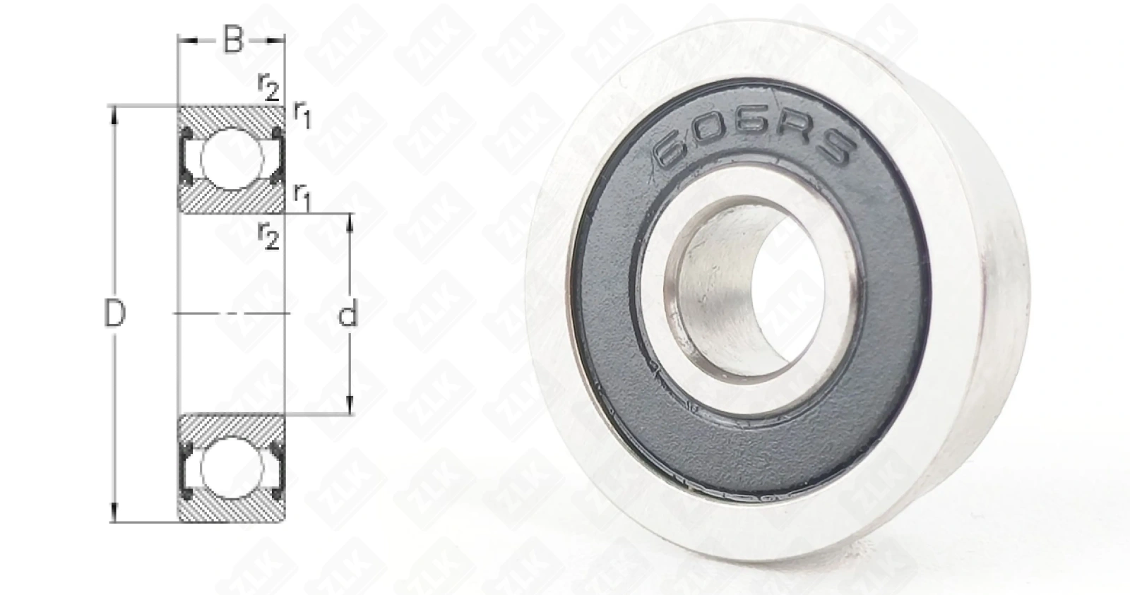 Подшипник шариковый 180016 (F6062RS) 6×17×6 мм OID