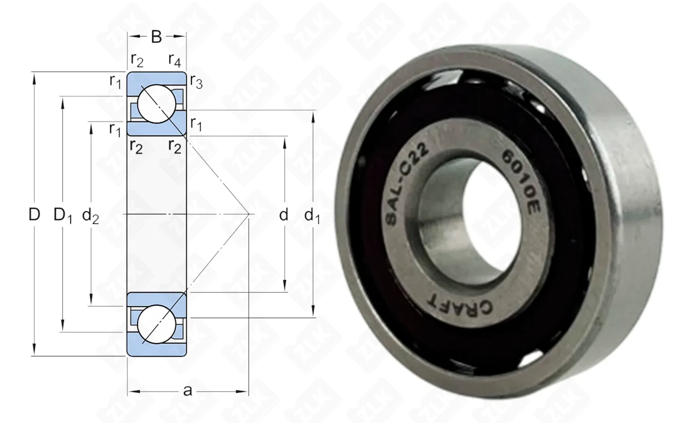Подшипник шариковый 6010 Е (Е10) 10×28×8 мм Craft