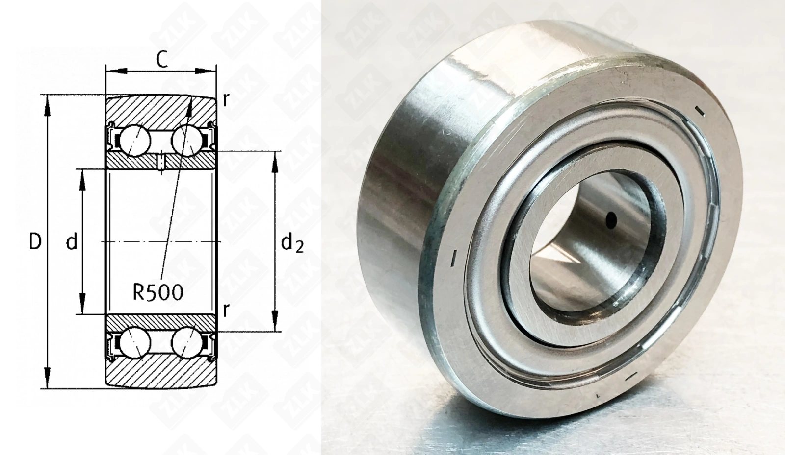 Подшипник шариковый (305802C-2Z,542802,LR5202-) 15×40×15.9 мм ZLK