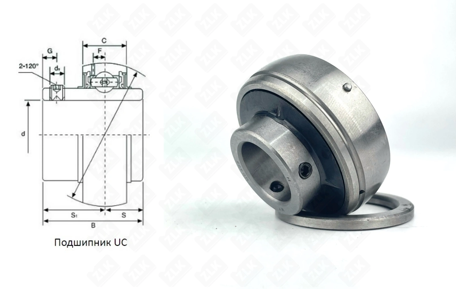 Подшипник шариковый 480305UC (UC305) 25×62×38 мм FBC