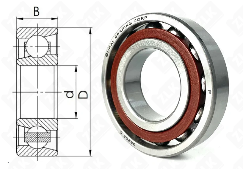 Подшипник шариковый 36208 E (7208C/P) 40×80×18 мм Россия