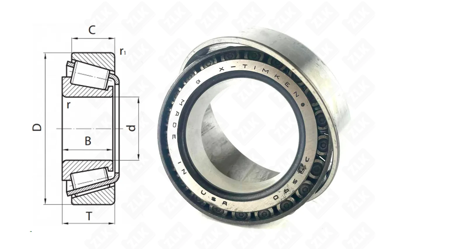 Подшипник роликовый  (593/592A) 88.9×152.4×39.688 мм Timken оригинал