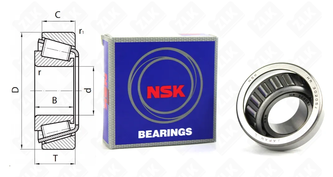 Подшипник роликовый 7205 (HR30205J) 25×52×16.25 мм NSK оригинал