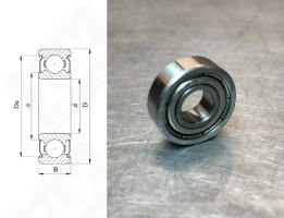 Подшипник R4AZZ радиальный шариковый 6,35-19,05-7,142 мм