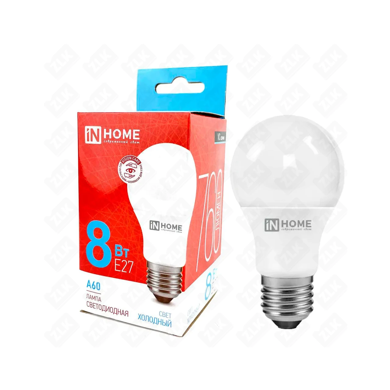 Лампа светодиодная LED-A60-VC 8Вт грушевидная 6500К холод. бел. E27 230В IN HOME