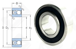 Подшипник 1507 2RS (22072RS) радиальный шариковый 35-72-23 мм