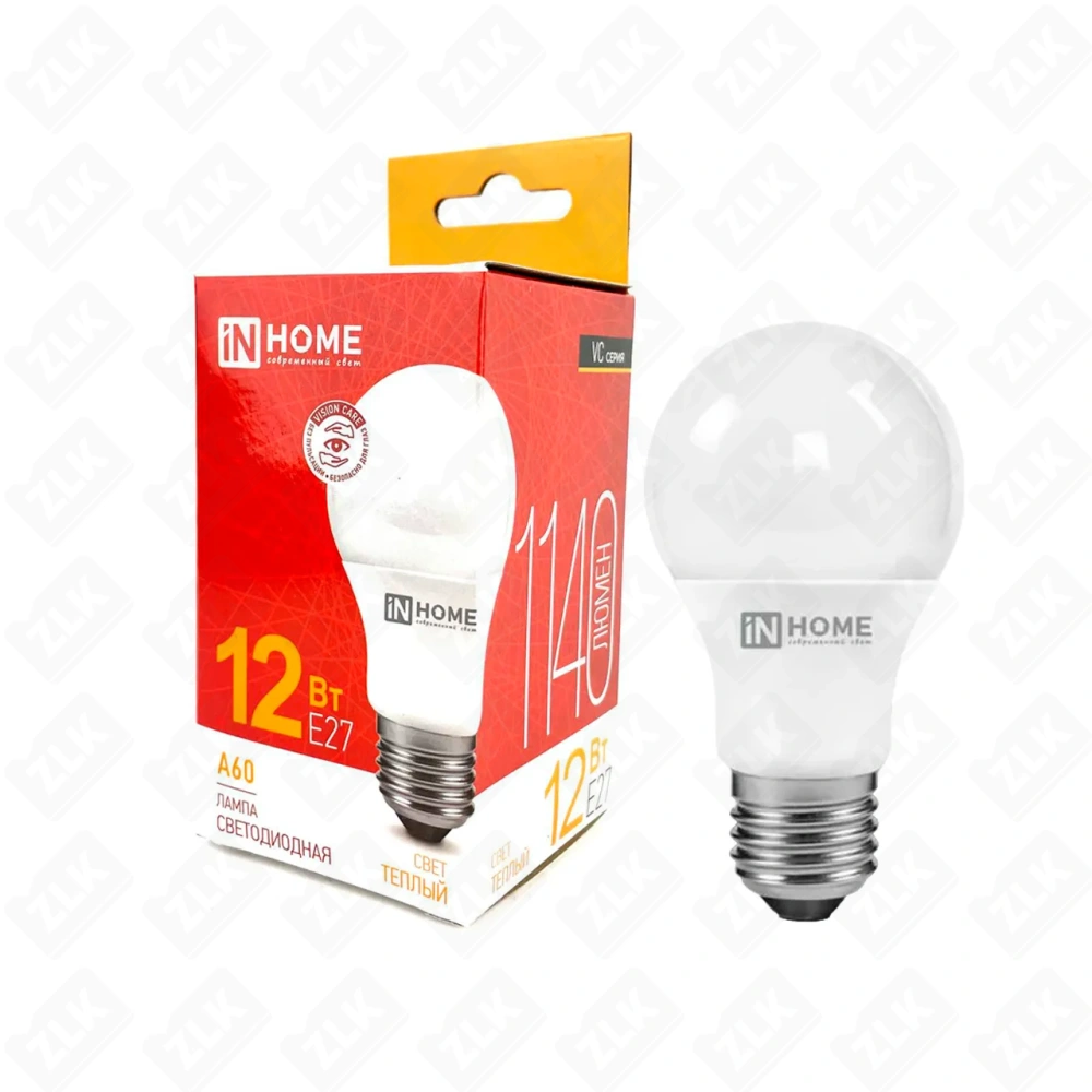 Лампа светодиодная LED-A60-VC 12Вт грушевидная 3000К тепл. бел. E27 230В IN HOME